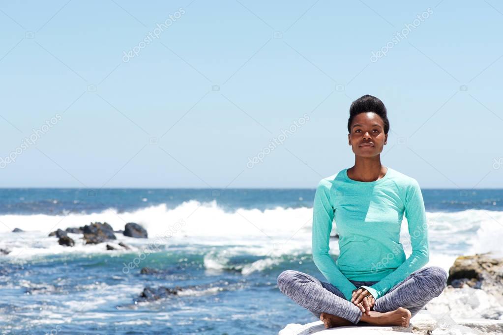 african american woman at beach 