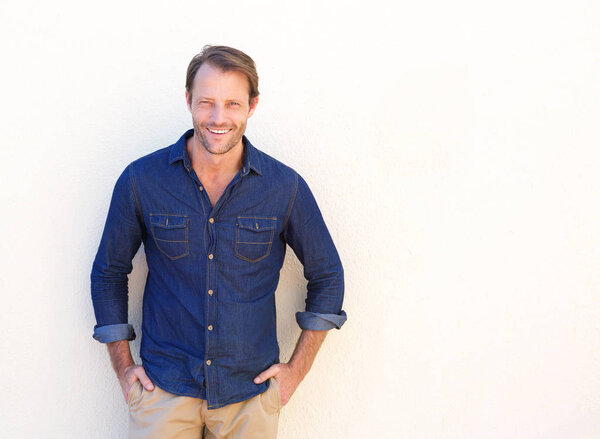 man against white background 