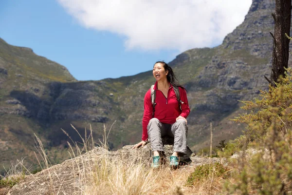 Female hiker with backpack — Stock Photo, Image