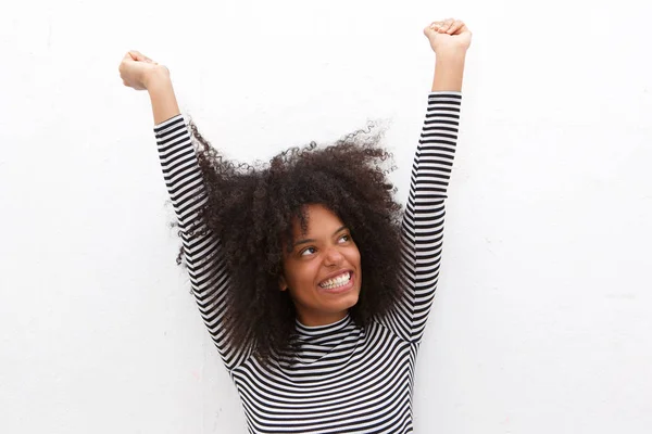 Mulher negra feliz — Fotografia de Stock