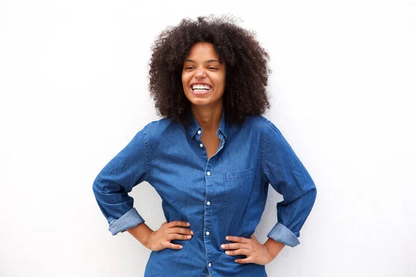 Mulher amigável sorrindo — Fotografia de Stock