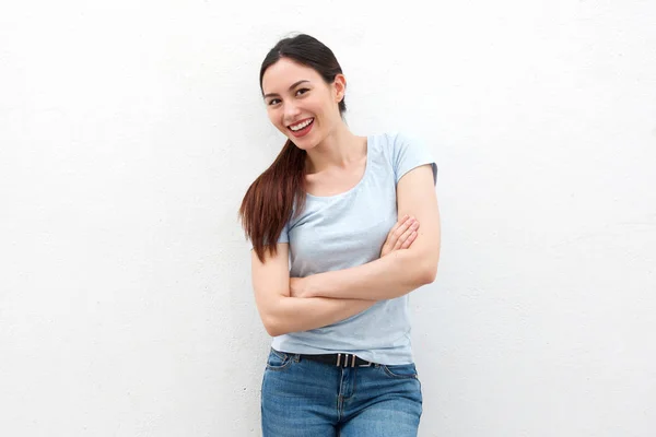 Woman with arms crossed — Stock Photo, Image