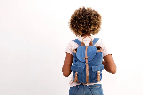 Africana estudiante femenina con bolsa — Foto de Stock