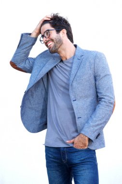 Mavi ceket yakışıklı adam 