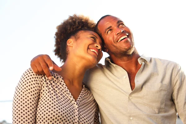 Portret Van Gelukkig Man Vrouw Samen Datum — Stockfoto