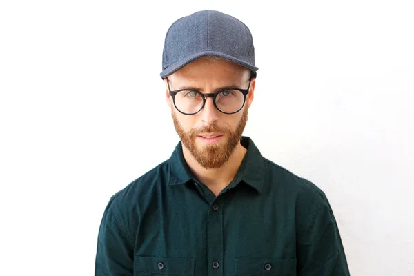 Porträt Eines Jungen Mannes Mit Hut Und Brille — Stockfoto