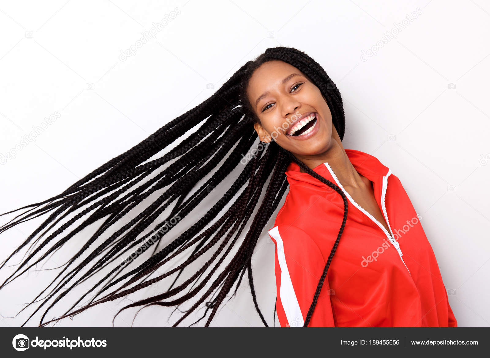 Une Joyeuse Portrait Rouge Cheveux Veste Bouchent Longs Fillette Ft5qZ6nw