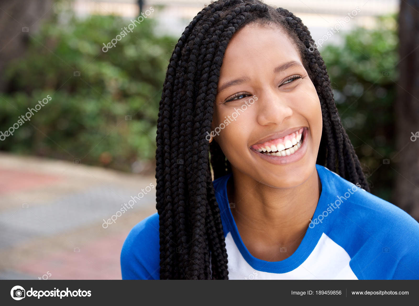 Close Portrait Beautiful Smiling African American Girl
