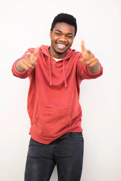 幸せな若い黒人男性の指を指すの肖像画 — ストック写真
