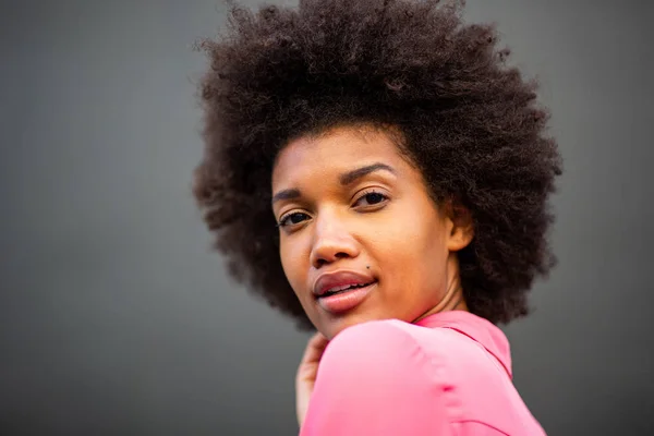 Close Beauty Side Portrait Young African American Woman Hands Face — Stock Photo, Image