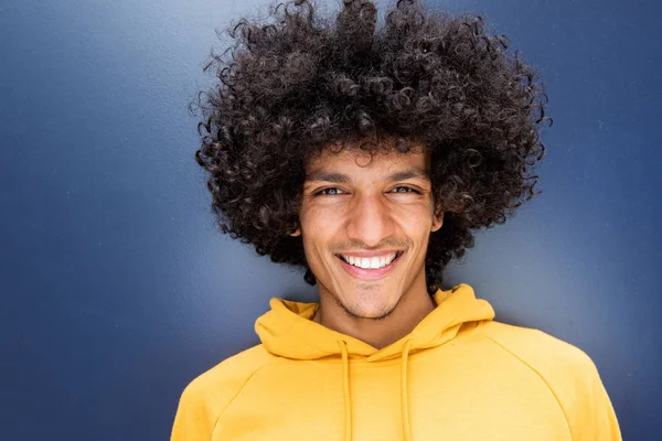 Close Front Portrait Handsome Young North African Man Afro Hairstyle — Stok Foto