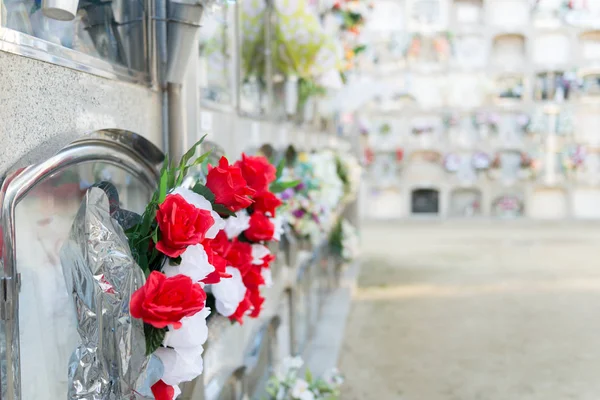 Flores en un cementerio — Foto de Stock