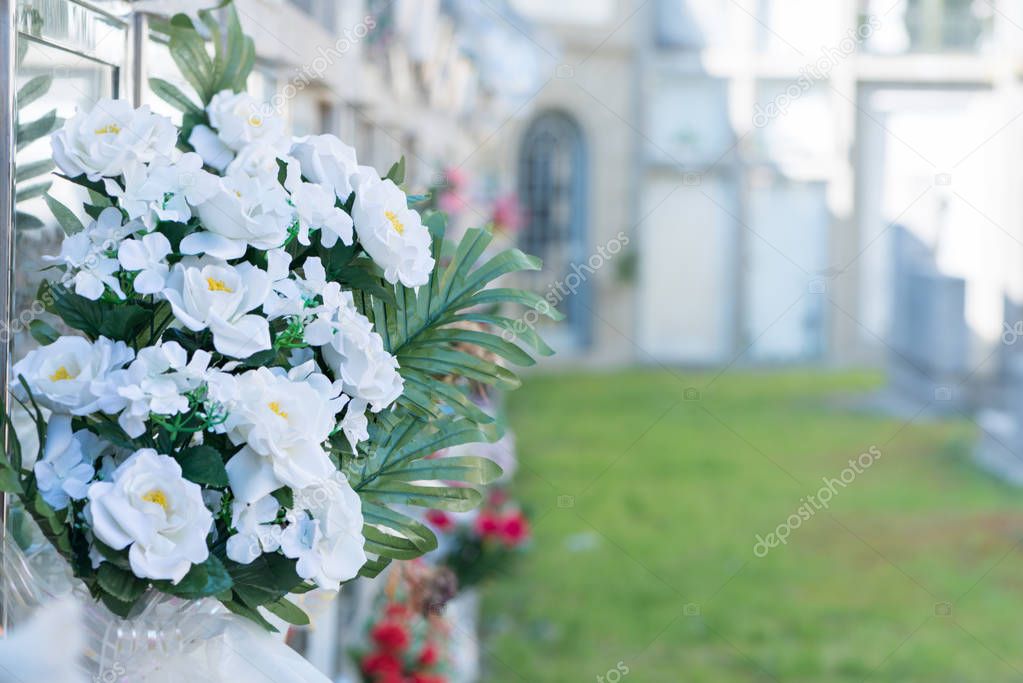 Flowers in a cemetery