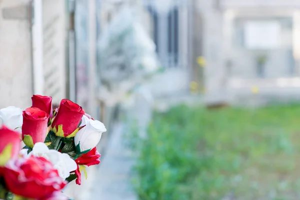 Flores en un cementerio — Foto de Stock