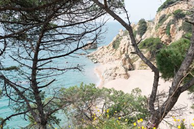 Girona 'daki (İspanya) Sahil Cesareti (Costa Brava) manzaraları ve ayrıntıları)