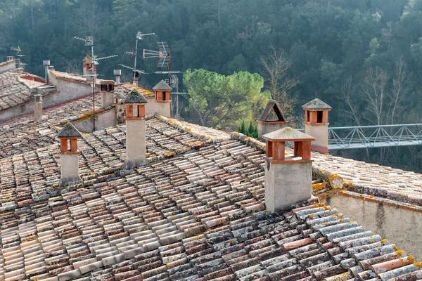 Widok Dachy Niektórych Nieco Starych Domów — Zdjęcie stockowe