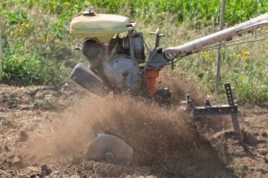 Onu ekebilmek için bir tarla hazırlayan monocultor 'un ayrıntıları.