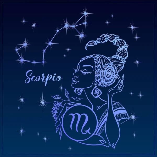 Signo del zodíaco Escorpio como una chica hermosa . — Archivo Imágenes Vectoriales