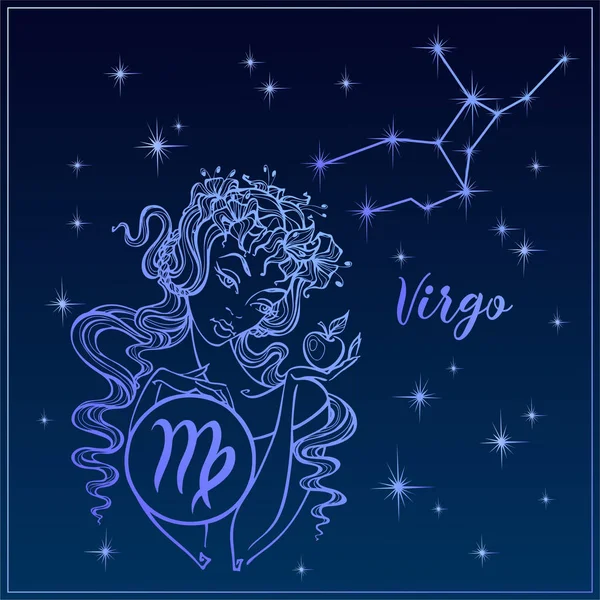 Signo do zodíaco Virgem como uma menina bonita . —  Vetores de Stock