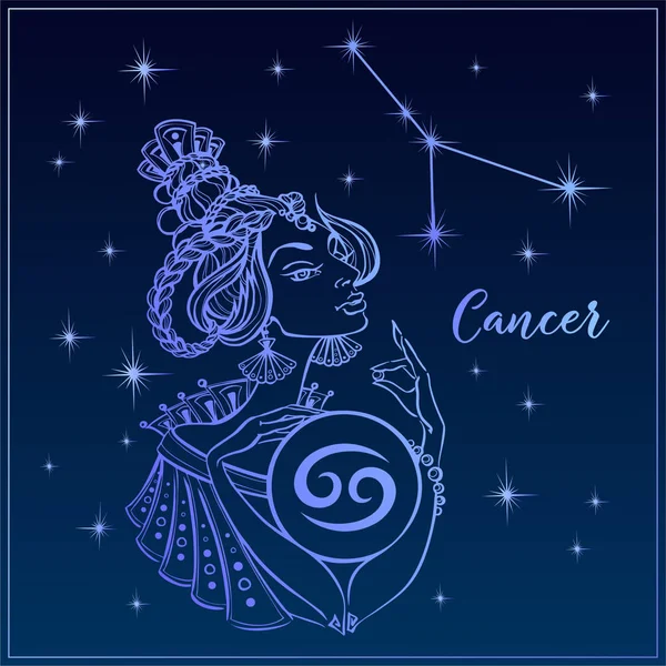 Zodiac sign Cancer as a beautiful girl.