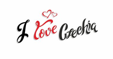 Çekya seviyorum. Lettering.Travel. Turizm endüstrisi için tasarım konsepti. Vektör çizim.
