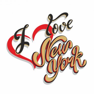   New York'u seviyorum. Lettering.Travel. Turizm endüstrisi için tasarım konsepti. Vektör çizim.