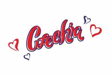  Çekya. Lettering.Travel. Turizm endüstrisi için tasarım konsepti. Vektör çizim.
