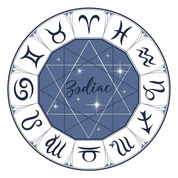 Zodyak Şaretler Astrolojik Sembolü Burç Astroloji Mistik Vektör — Stok Vektör