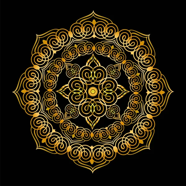 Mandala Pola Melingkar Gaya Mehndi Tokoh Dekoratif Dalam Gaya Oriental - Stok Vektor