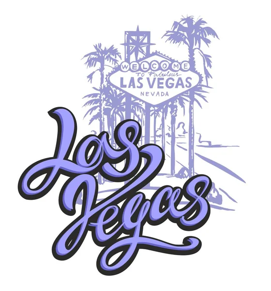Staden Las Vegas Skiss Designkonceptet För Turistnäringen Vektorillustration — Stock vektor