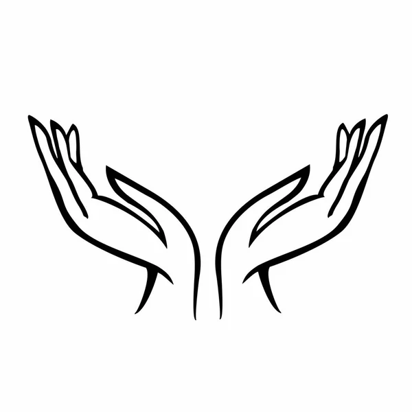 Mengungkapkan Tangan Manusia Telapak Tangan Dalam Bentuk Lotus Simbolis Pembuatan - Stok Vektor