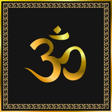 Aum Om Ohm sembolü. Manevi bir işareti. Esotericist. Vektör çizim.