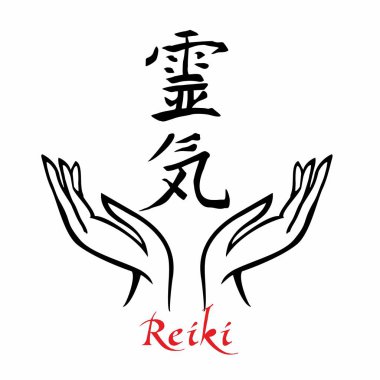 Reiki sembol. Kutsal işareti. Ki ilahi enerji ifade eden bir hiyeroglif. Ruhsal enerji. Alternatif Tıp. Ezoterik. Vektör.