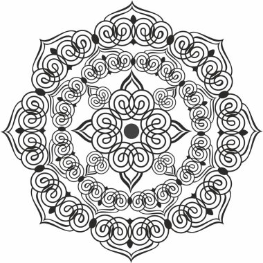 Mandala.The dairesel desen. Mehndi tarzı. Dekoratif şekil oryantal tarzı. Bir kitap boyama sayfası. Ezoterik. Vektör