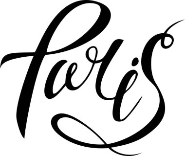 Paris el vektör Kaligrafi fırçası yazı çekilmiş. Tasarım öğesi için kartları, afiş, broşür, t-shirt üzerinde izole beyaz arka plan yazdırır.. 