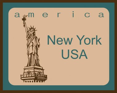 Seyahat. Amerika Birleşik Devletleri bir seyahat. New York şehri. Kroki. Özgürlük heykeli. Turizm endüstrisi için tasarım konsepti. Vektör çizim.