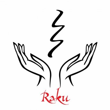 Reiki sembol. Kutsal bir işaret. Raku. Ruhsal enerji. Alternatif Tıp. Ezoterik. Vektör.