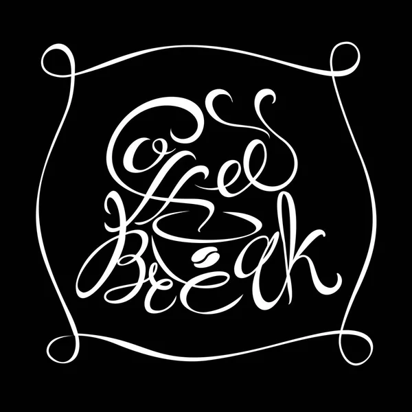 Logo Design Für Eine Kaffeepause Schriftzug Handgemachte Zeichnung — Stockvektor