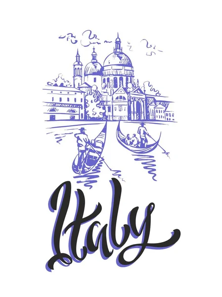 Travel Trip Italy City Venice Sketch Design Concept Tourism Industry — Stock Vector