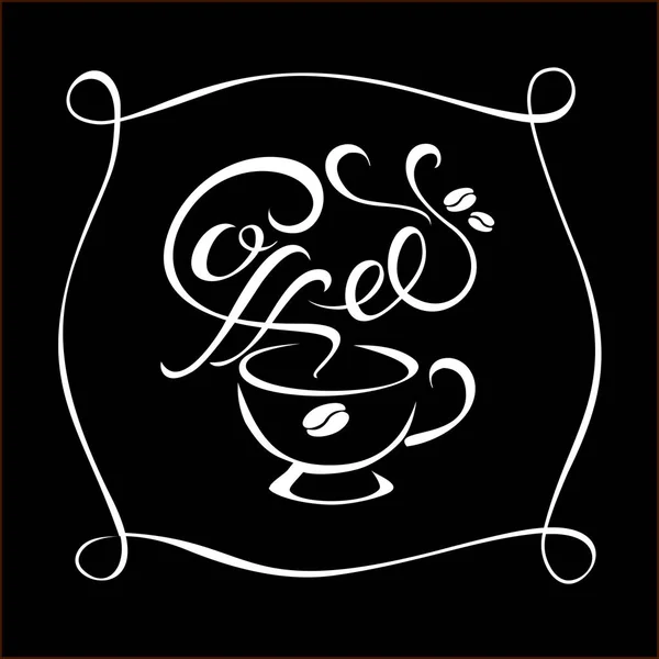 Café Letras Design Logotipo Desenho Feito Mão —  Vetores de Stock