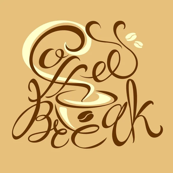 Bir Kahve Molası Için Logo Tasarım Yazı Yapımı Çizim — Stok Vektör