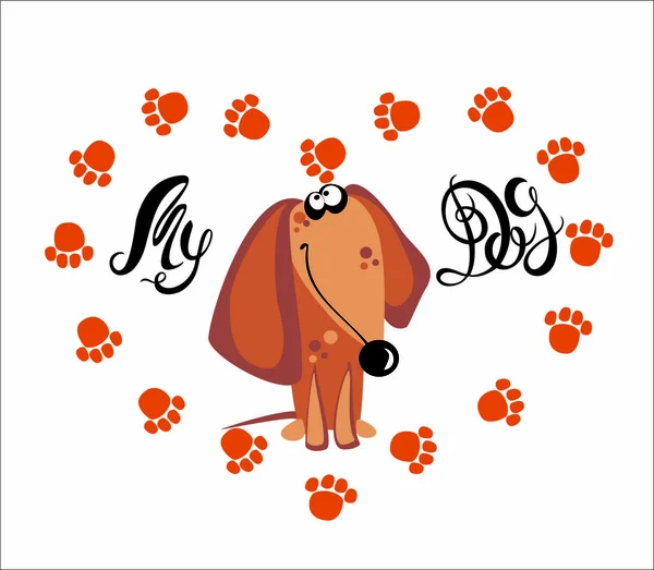 Σκυλί Μου Γράμματα Είδος Γερμανικού Κυνηγετικού Σκύλου Σκύλος Κομμάτια Καρδιά — Διανυσματικό Αρχείο