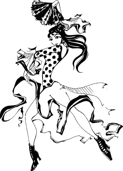 Flamenco Spanische Tänzerin Frau Illustration — Stockvektor