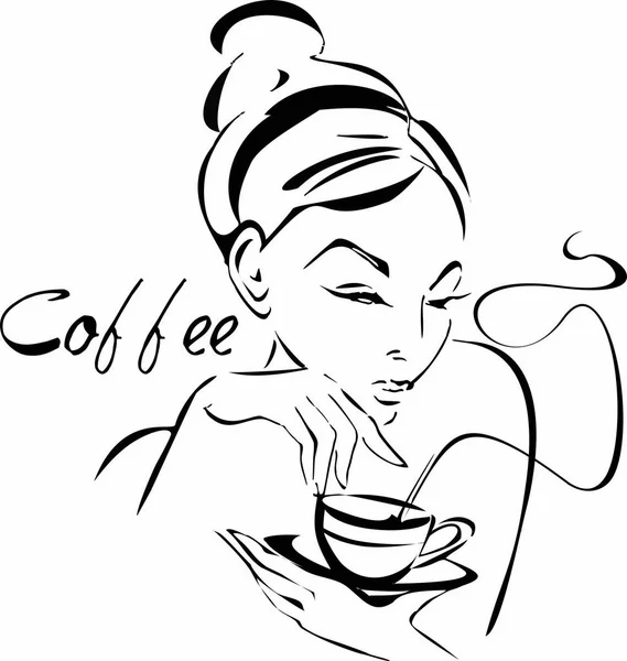 Mujer Bebiendo Café Salón Belleza Descanso Vector — Archivo Imágenes Vectoriales