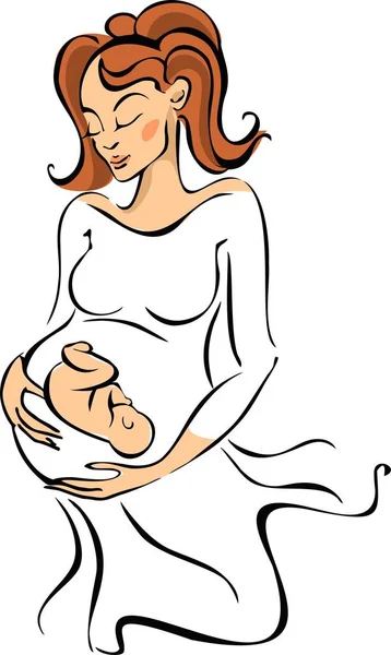 Motherhood. Pregnancy. Pregnant girl. Mother. Mama. Baby. Vector.