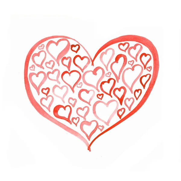 Акварель Пофарбована Червоне Серце Елемент Вашого Дизайну — стокове фото