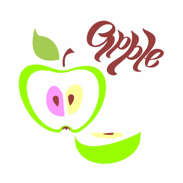 Manzana Letras Clavo Fruta Concepto Diseño Ilustración Vectorial — Archivo Imágenes Vectoriales