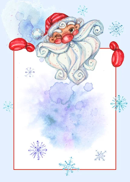 Invitation Santa Claus Christmas Card Space Text Watercolor — ストック写真