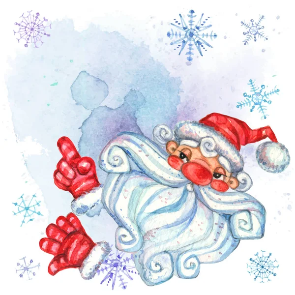 Invitation Santa Claus Christmas Card Space Text Watercolor Vector — ストックベクタ