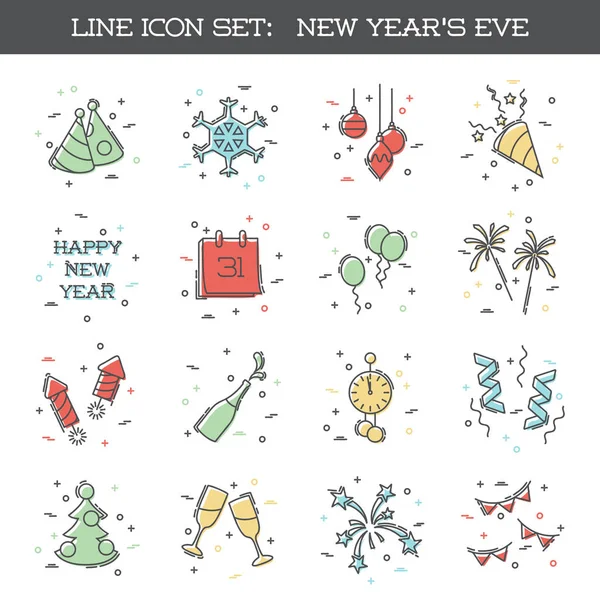 New Year's Eve ikon készlet Vektor Grafikák